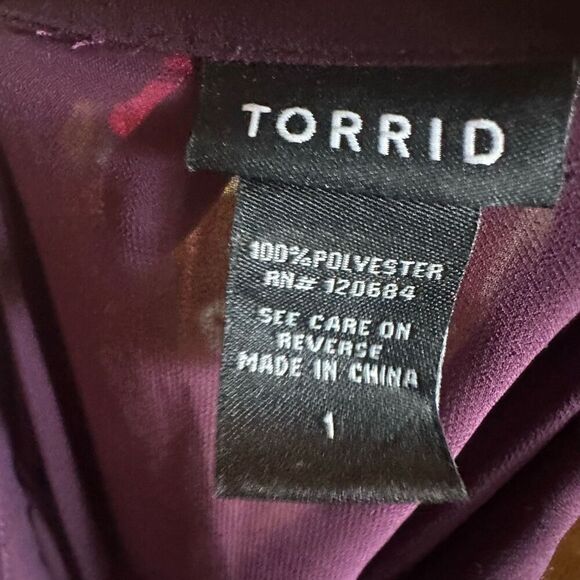 Torrid purple semi sheer lightweight 1x Harper button down top - Picture 3 of 3